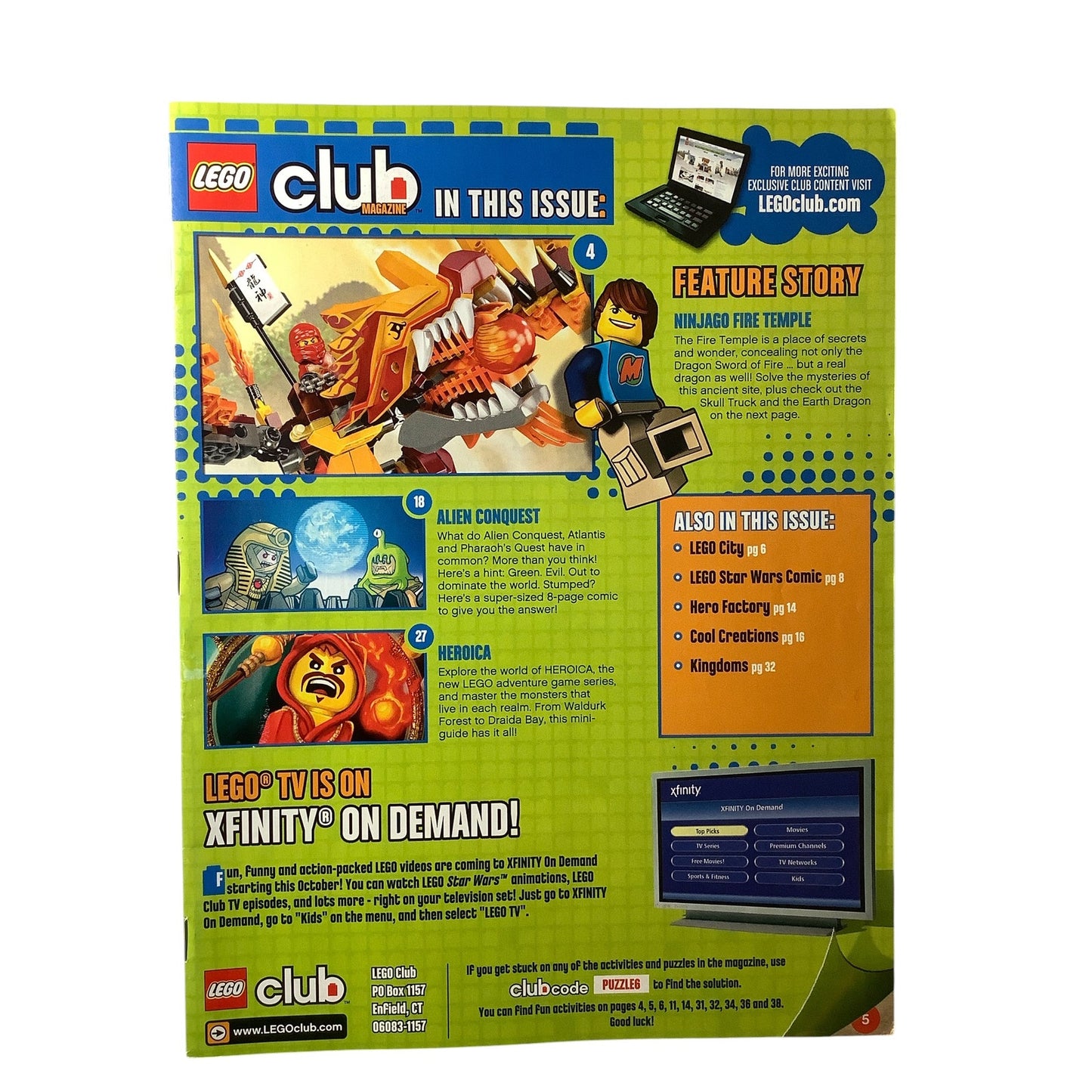 5 x Back Issues Lego Club Magazines, 5 issues from 2010-2015 Pictured
