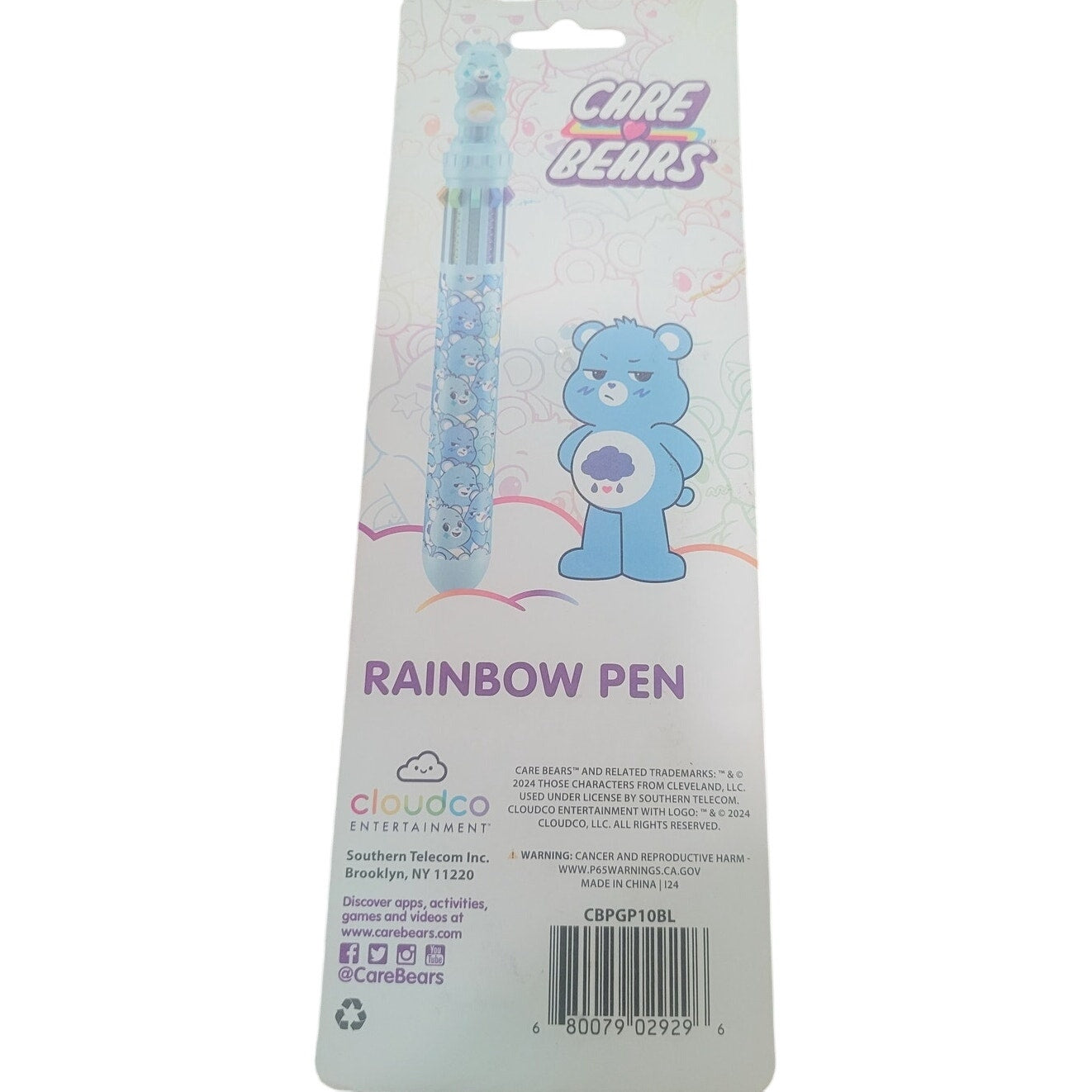 Care Bears Rainbow 10-Color Pen Blue Cheer Bear Topper and Barrel