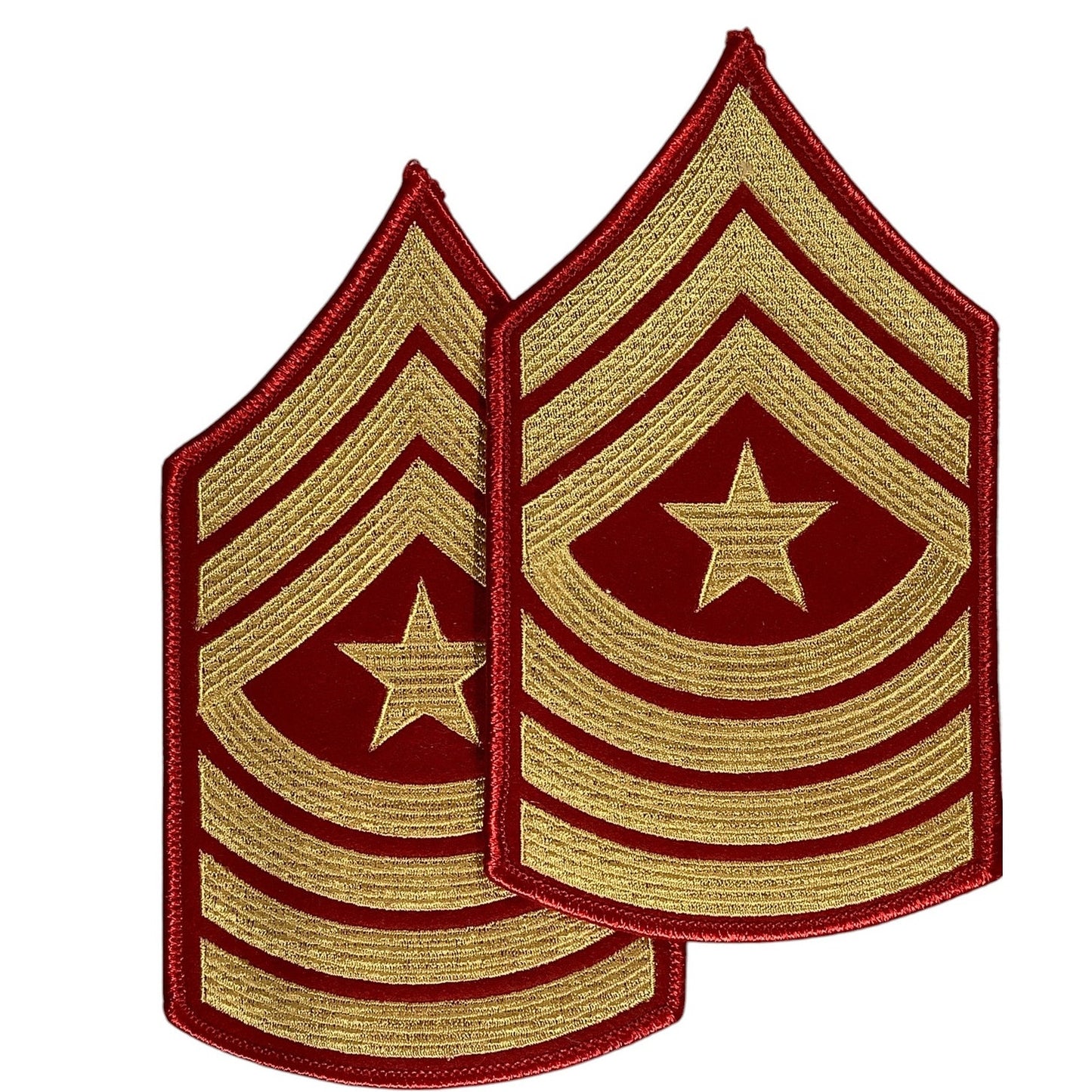 1 Set US Marine Corps Sergeant Major, Gold/Red Embroidered, 6-5/8"H x 3-5/8"W