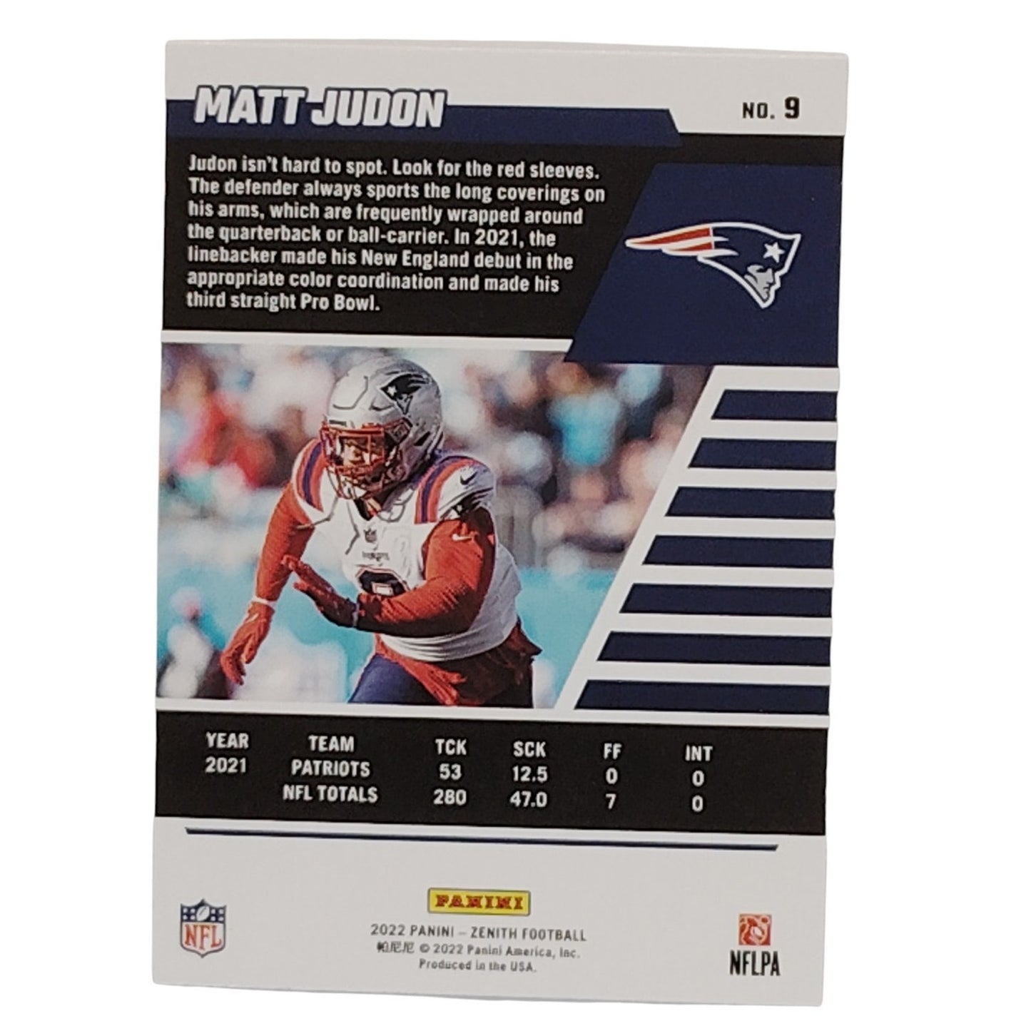 Matt Judon, New England Patriots, NFL 2022 Panini-Zenith Card 9, EX/NM
