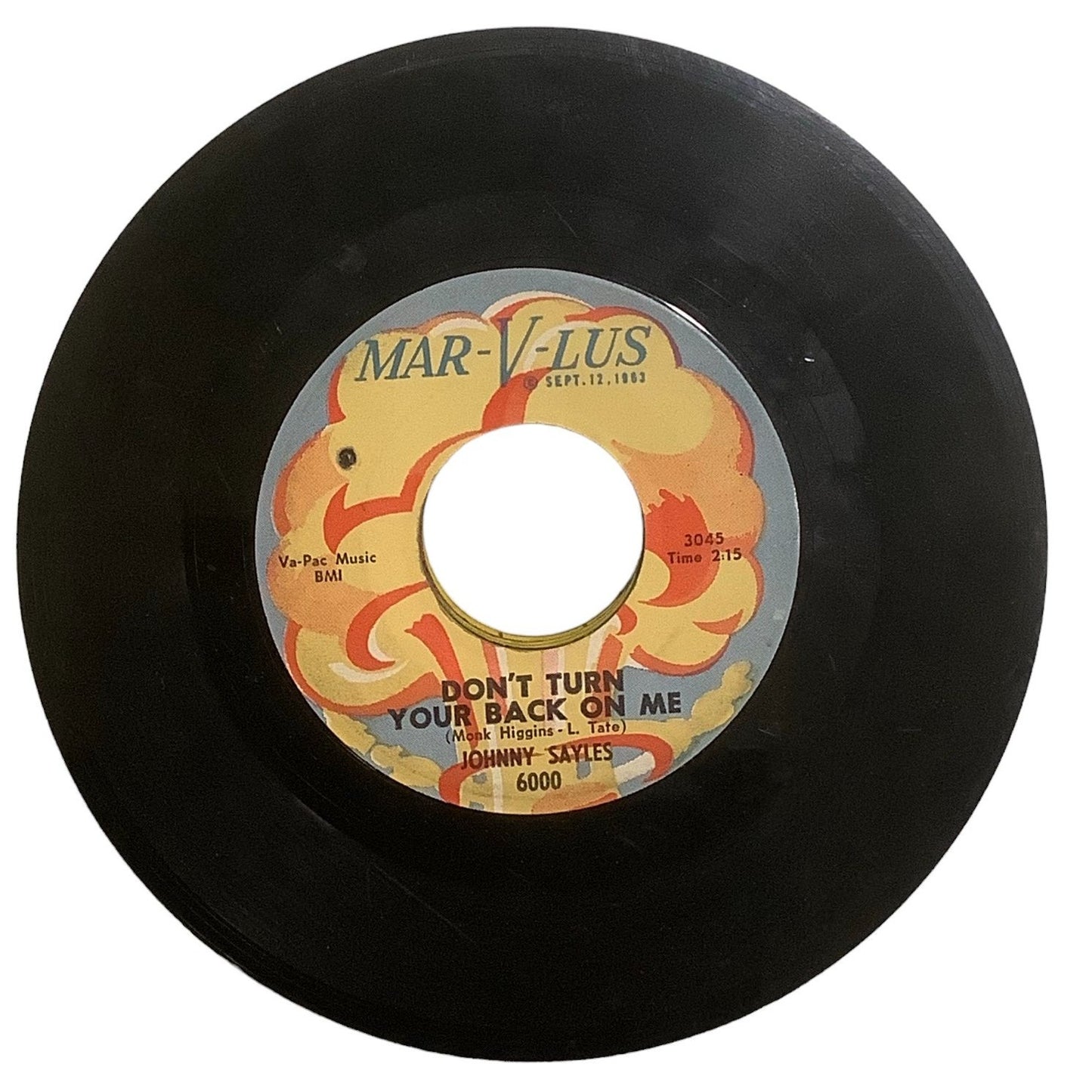 Johnny Sayles – Don't Turn Your Back On Me & You Told a Lie, 1965 Mar-V-Lus