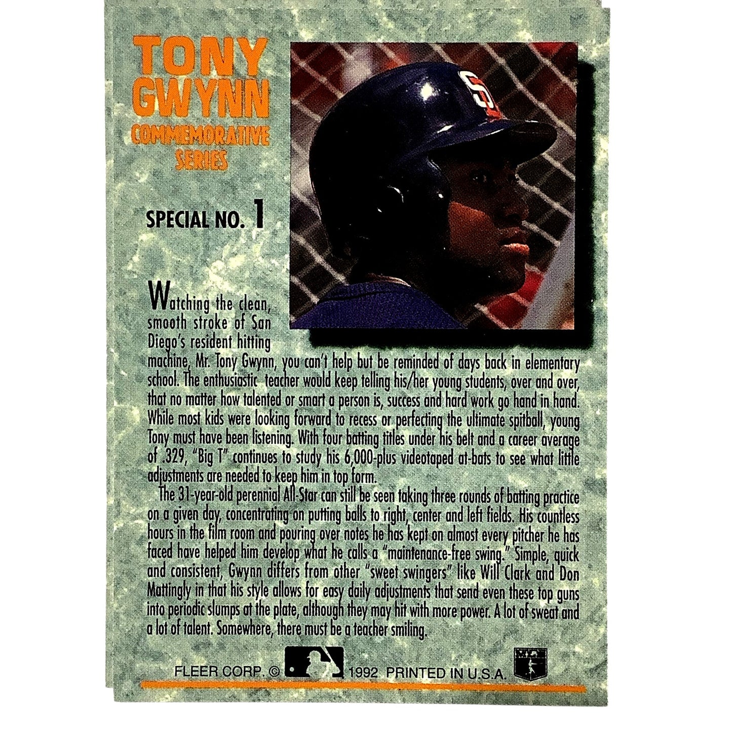 1992 Fleer Ultra, Tony Gwynn Commemorative Series, Special #1, NM+