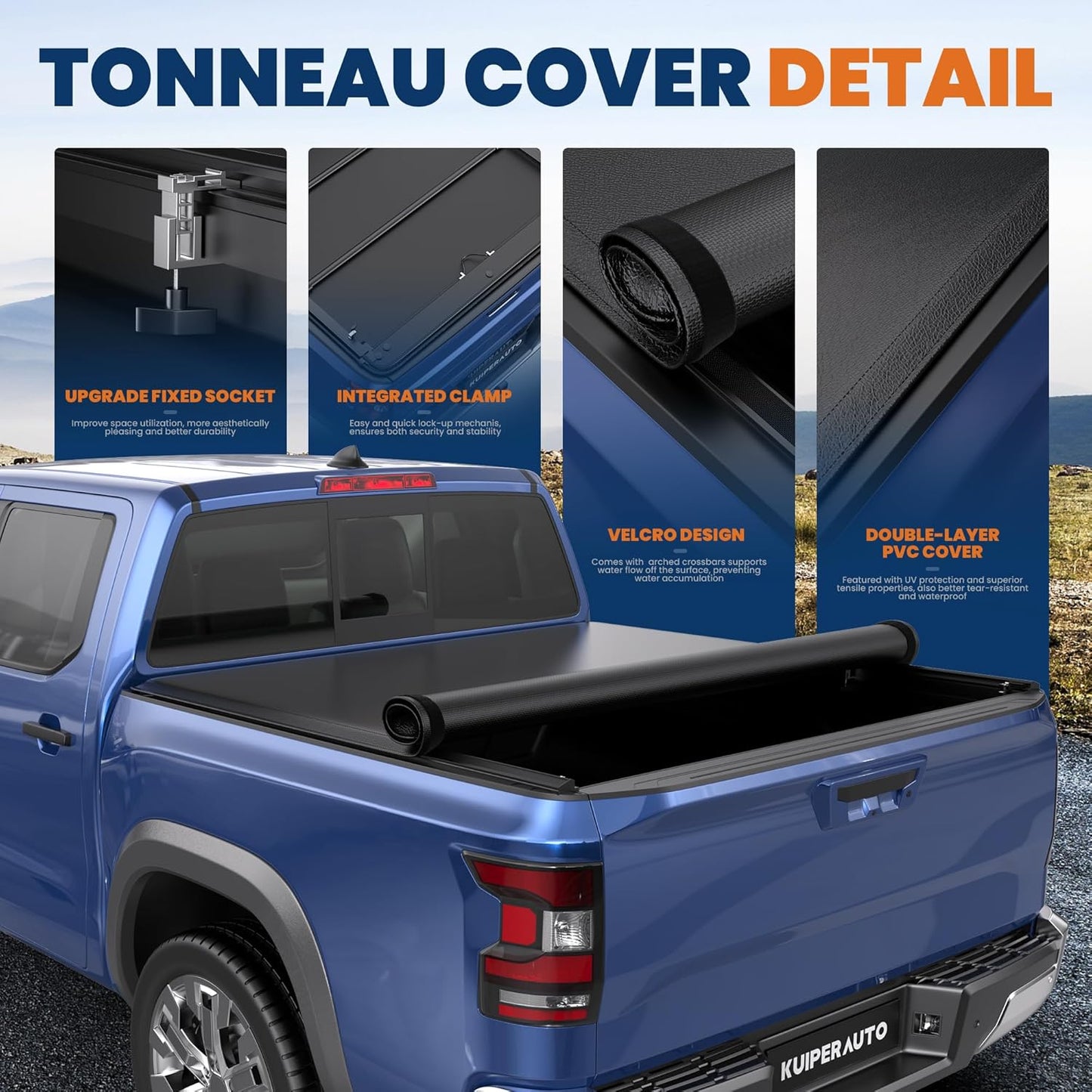 Soft Roll-Up Vinyl Tonneau Cover – Fits 2005–2025 Nissan Frontier, Fleetside 6 FT Bed (72")