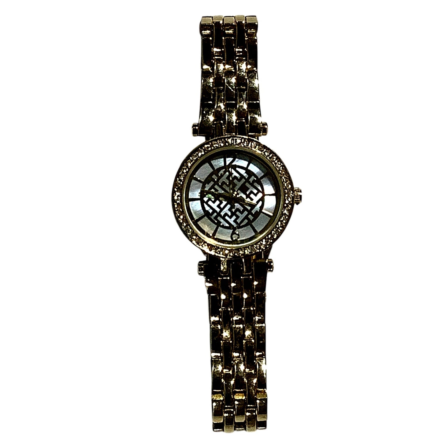FMD Ladies Wristwatch, Gold Metal Band, Faux Diamond Accents, Non-Operable