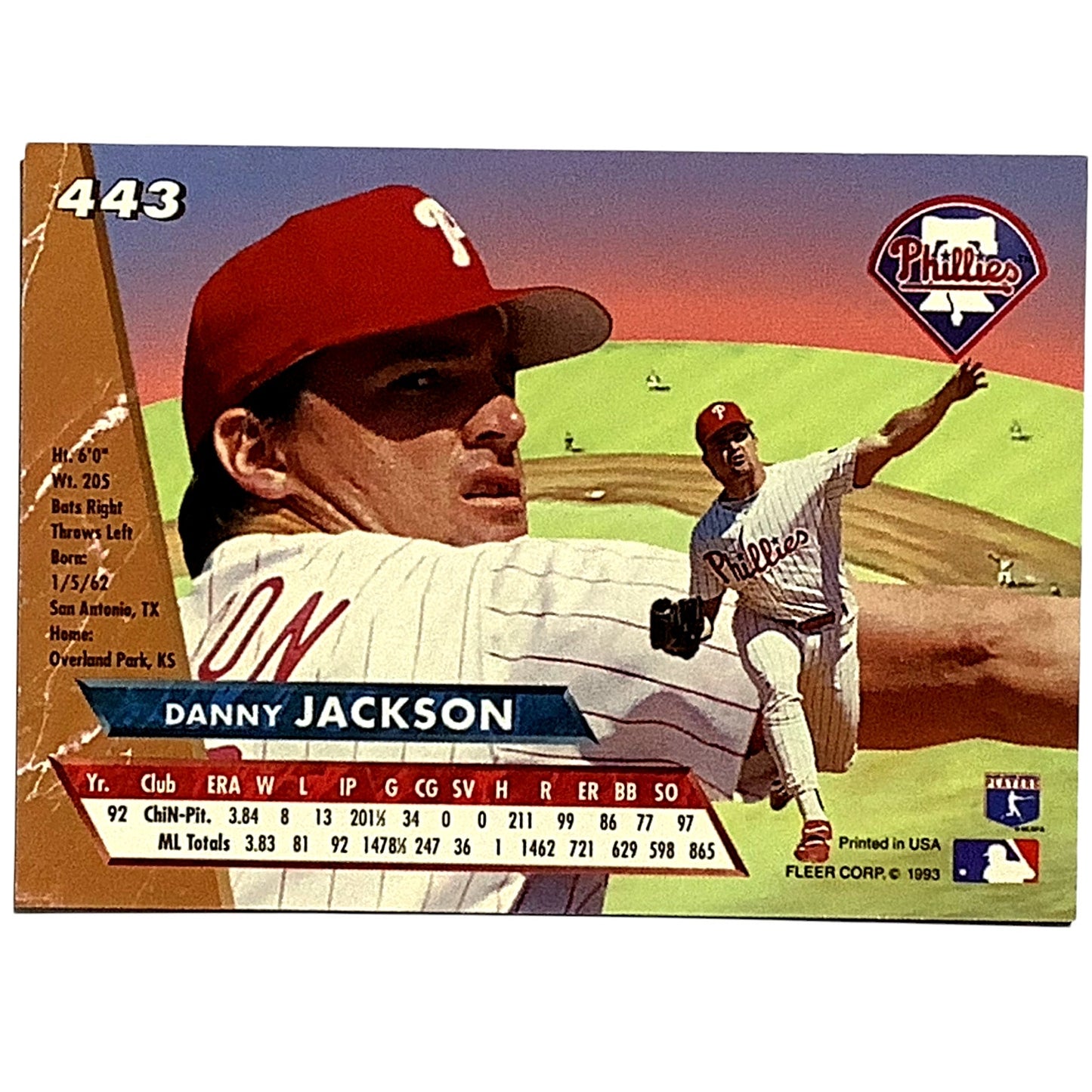 Danny Jackson, Philadelphia Phillies, MLB, Fleer Ultra Baseball 1993, #443, EX/NM