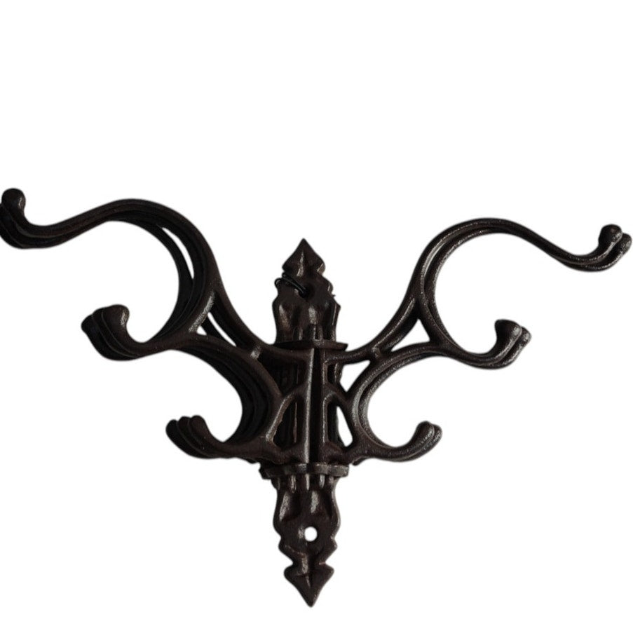 Antique Style Cast Iron Multi Hook Wall Décor 7.25 X 7.5 Rust