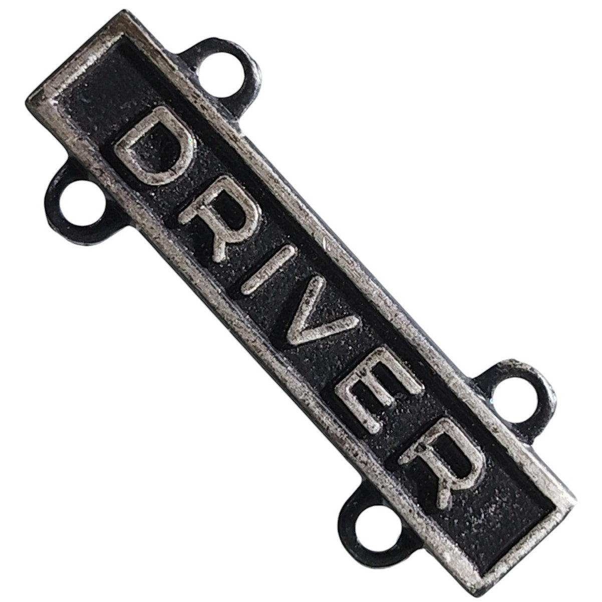 Military Qualification Bar, Driver, 1/2"H x 1"W, Silver Text, Black Background