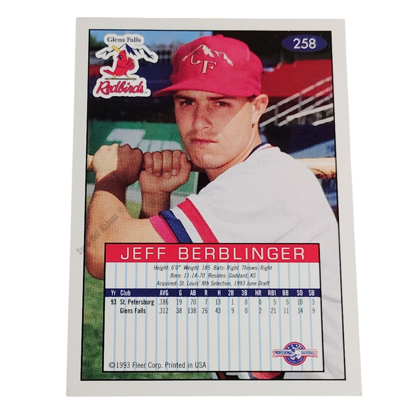 Jeff Berblinger, Glen Falls Redbirds, No. 258, 93-94 Fleer Excel Minor Leagues