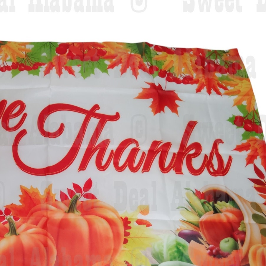 Festive "Give Thanks" Backdrop Banner 60” x 39” Thanksgiving Décor Backdrop