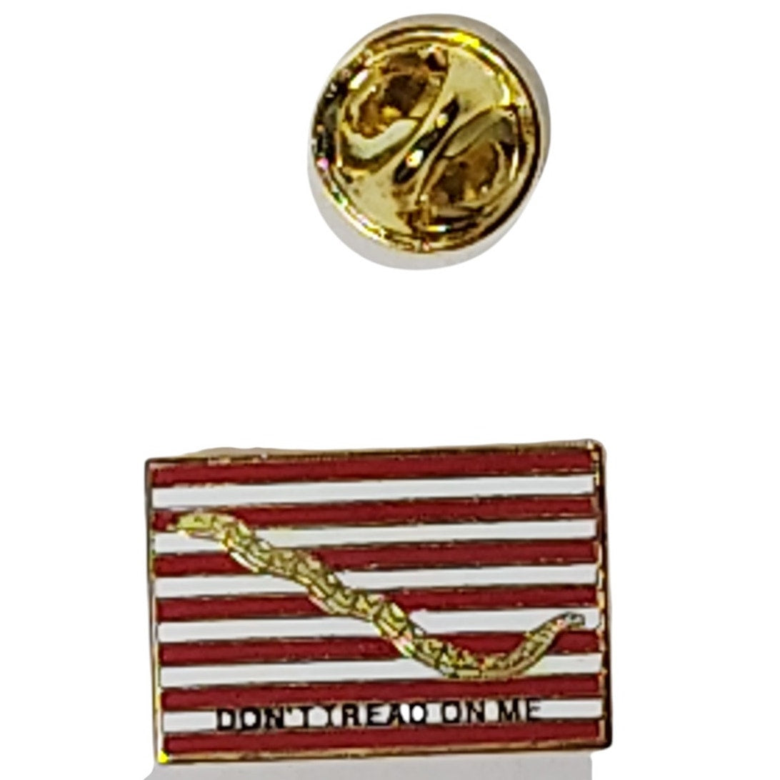First Navy Jack "Don't Tread on Me" Enamel Lapel Pin – 7/8"x1/2", Military Butterfly Clasp