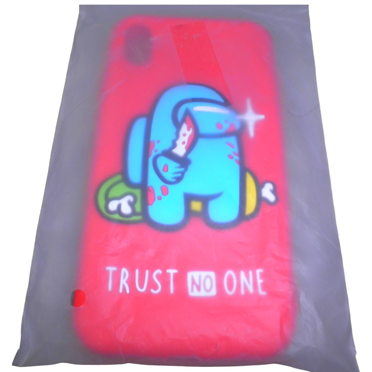 Silicone Phone Bumper Case for iPhone XR, 3D Red Knife Astronaut, TRUST NO ONE