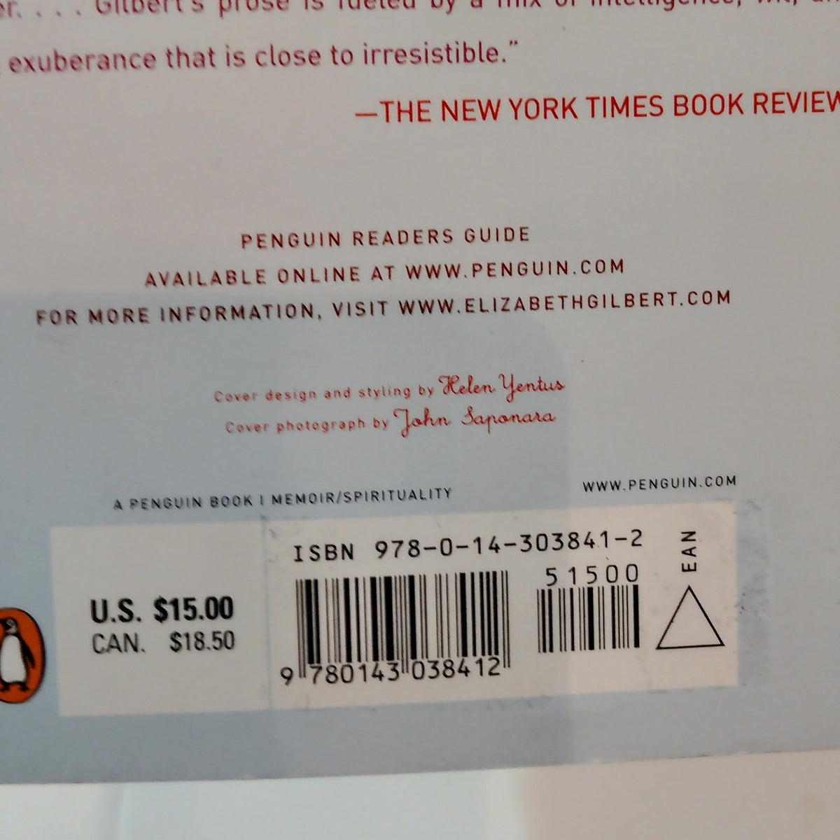 Eat Pray Love - Elizabeth Gilbert 2007 Paperback – Memoir, Travel, Spirituality
