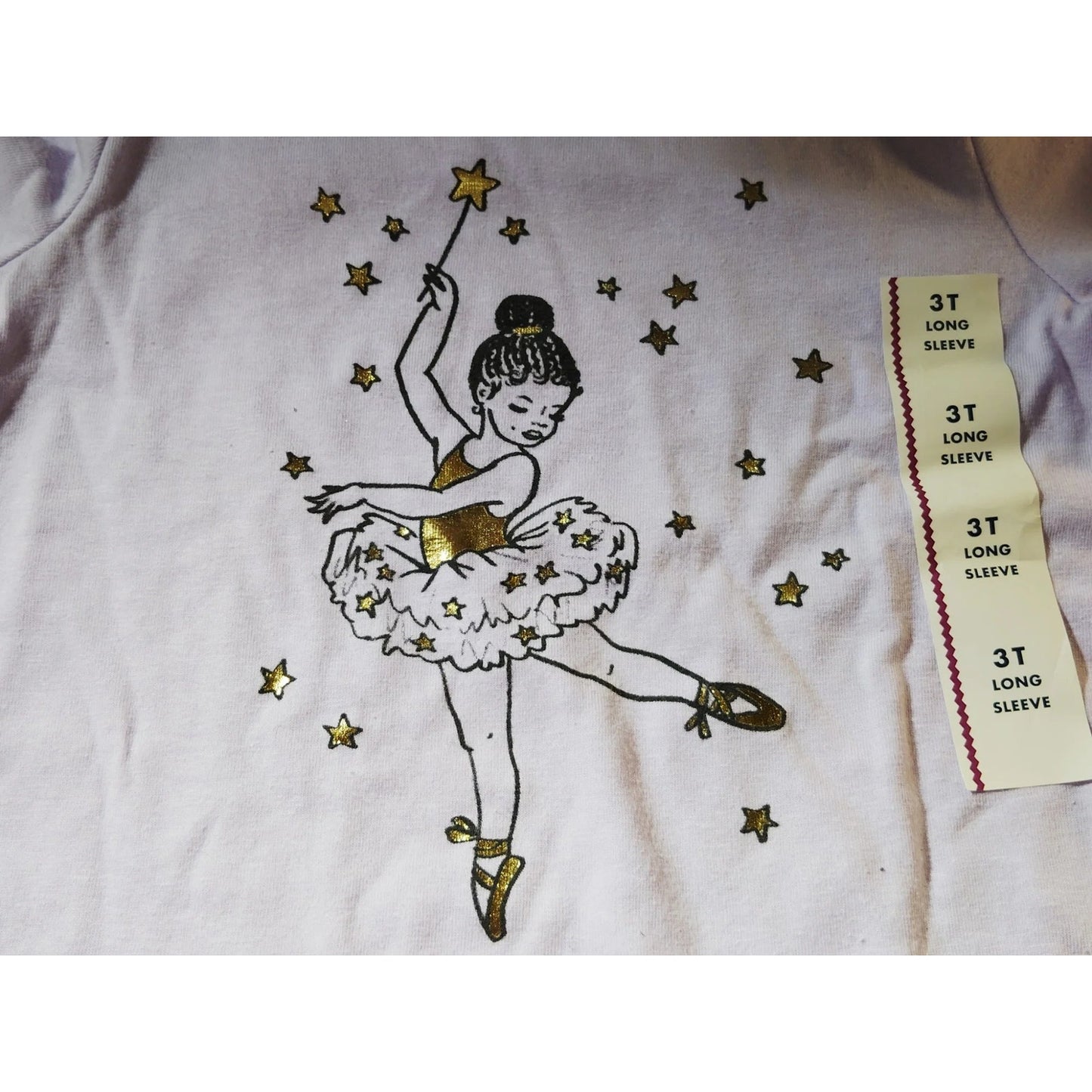 Cat & Jack Toddler 3T Girls' Glitter Ballerina Long Sleeve Graphic T-Shirt | Light Lavender/Purple
