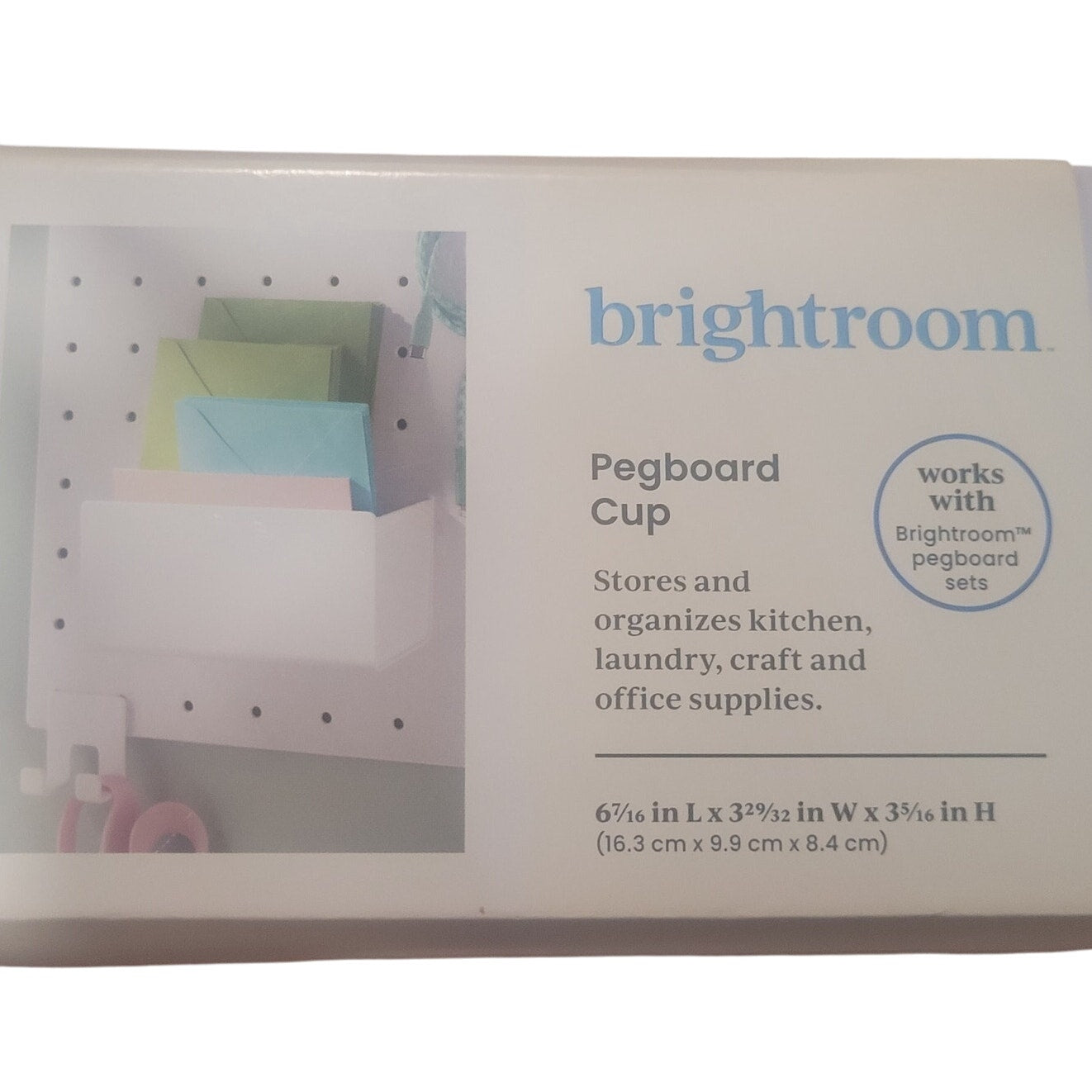 Brightroom Pegboard Wide Cup Accessory – White – Organizer Bin