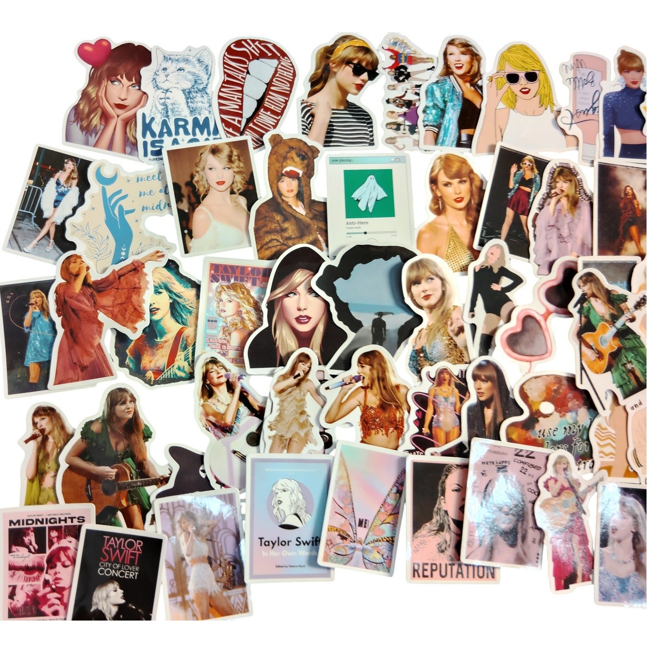 Lot of 100 Taylor Swift Assorted Stickers Pictured, Great for Scrapbooking & More