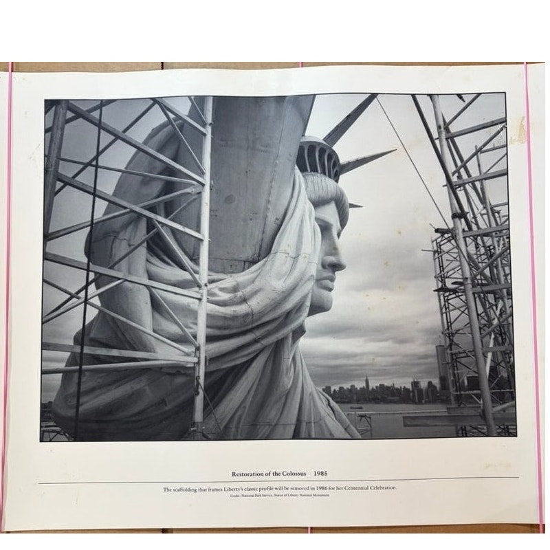 1985 "Restoration of the Colossus" Statue of Liberty Photo Poster 20x16"