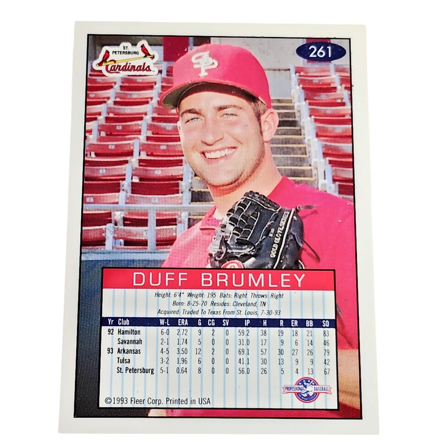 Duff Brumley, St Petersburg Cardinals, #261, 93-94 Fleer Excel Minor Leagues