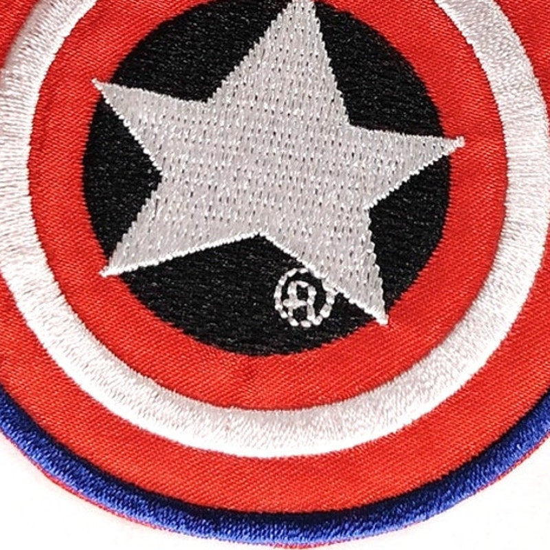 Captain America Shield Novelty Patch Embroidered 2‑3/4" Round Iron‑On or Sew‑On
