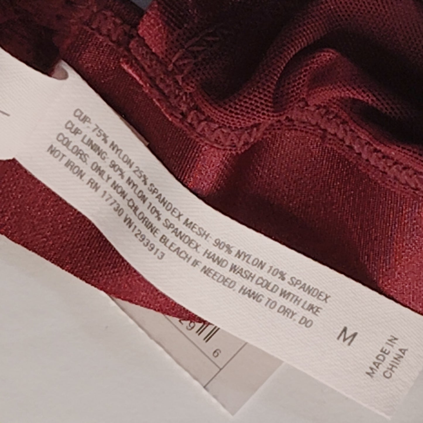 Auden Unlined Pullover Bralette Burgundy Medium - Fits 34C, 34D, 36B, 36C
