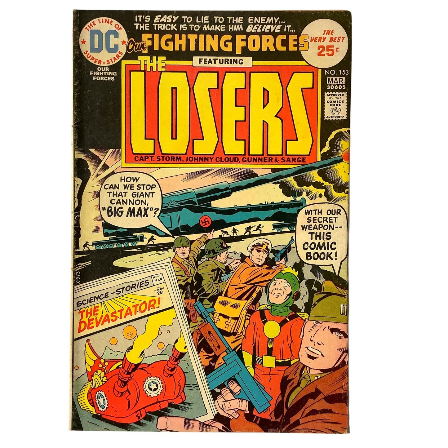 DC Comics, Our Fighting Forces #153, The Losers, Mar 1975, VF+ 8.5