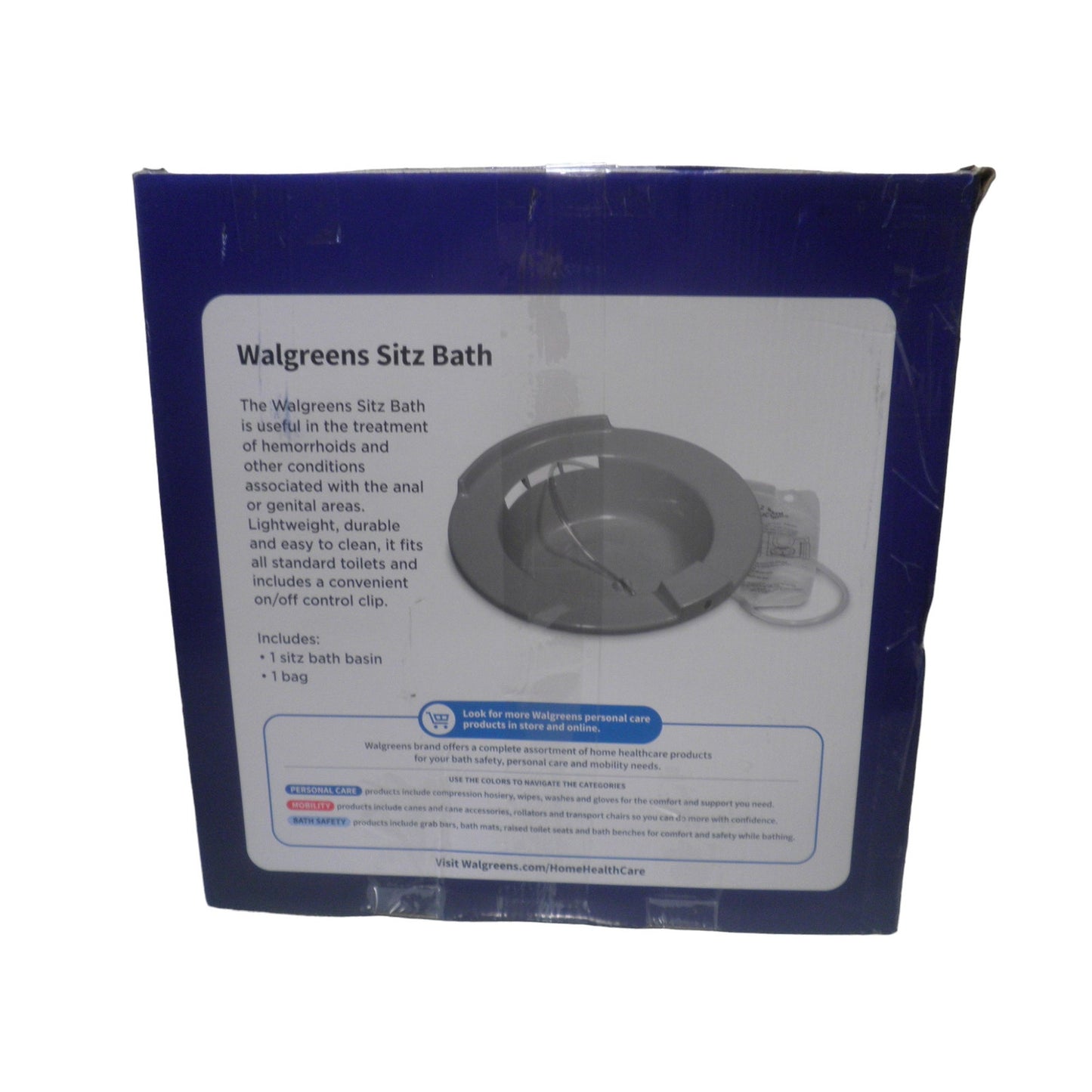 Walgreens Personal Care Sitz Bath with 1 Basin &1 Bag, Fits all Standard Toilets