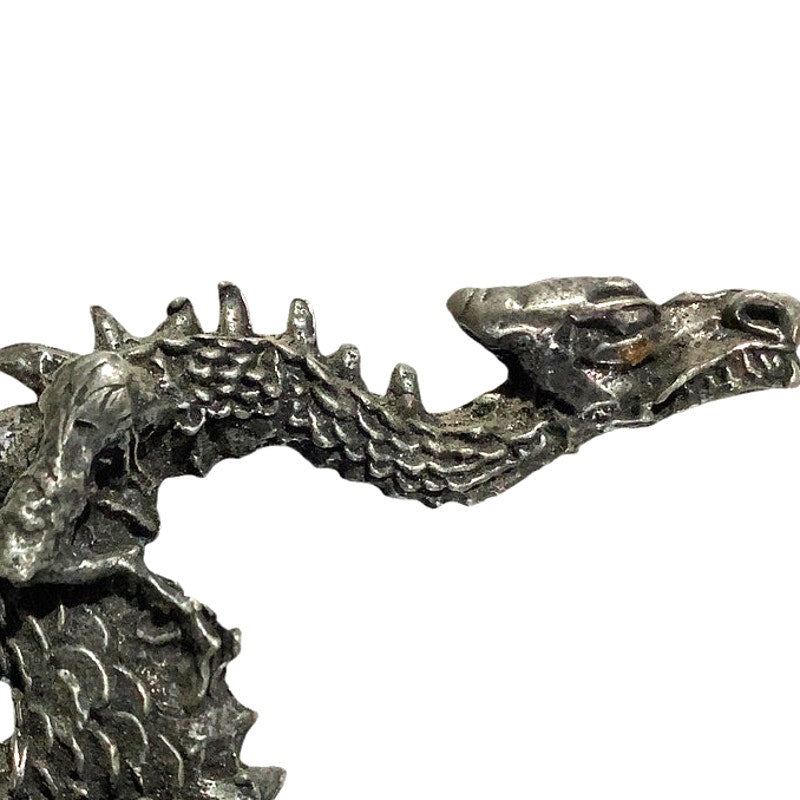 Fantasy Pewter Dragon Figure on Stone Base, 1-1/2"H x 2-1/2"L