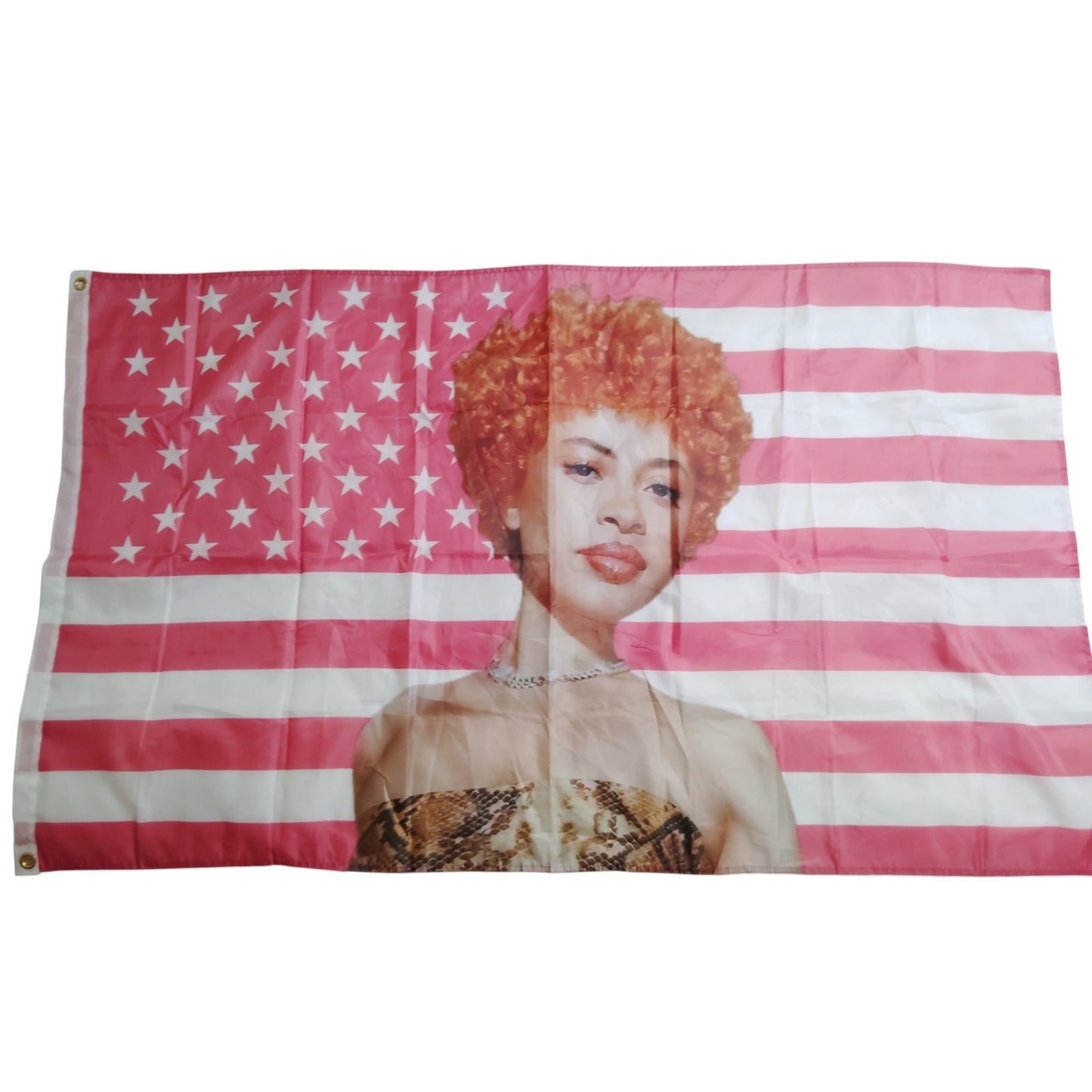 Ice Spice 3x5ft Pink American Tapestry Flag – 2 Brass Grommets, Outdoor or Room & Dorm Wall Tapestry