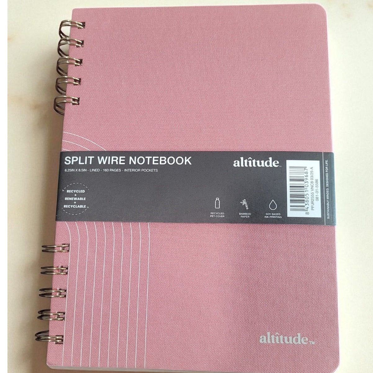 3-Pack – Altitude Supplies Spiral Journals – 6.25" x 8.5" – 160 Lined Pages – Mauve Pink Arch Cover