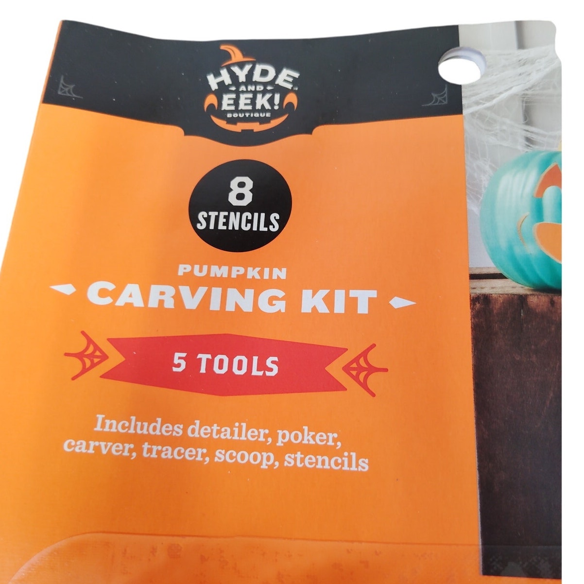 Hyde & EEK! Boutique Halloween Pumpkin Carving Kit – 8 Stencils – 5 Easy-Grip Tools