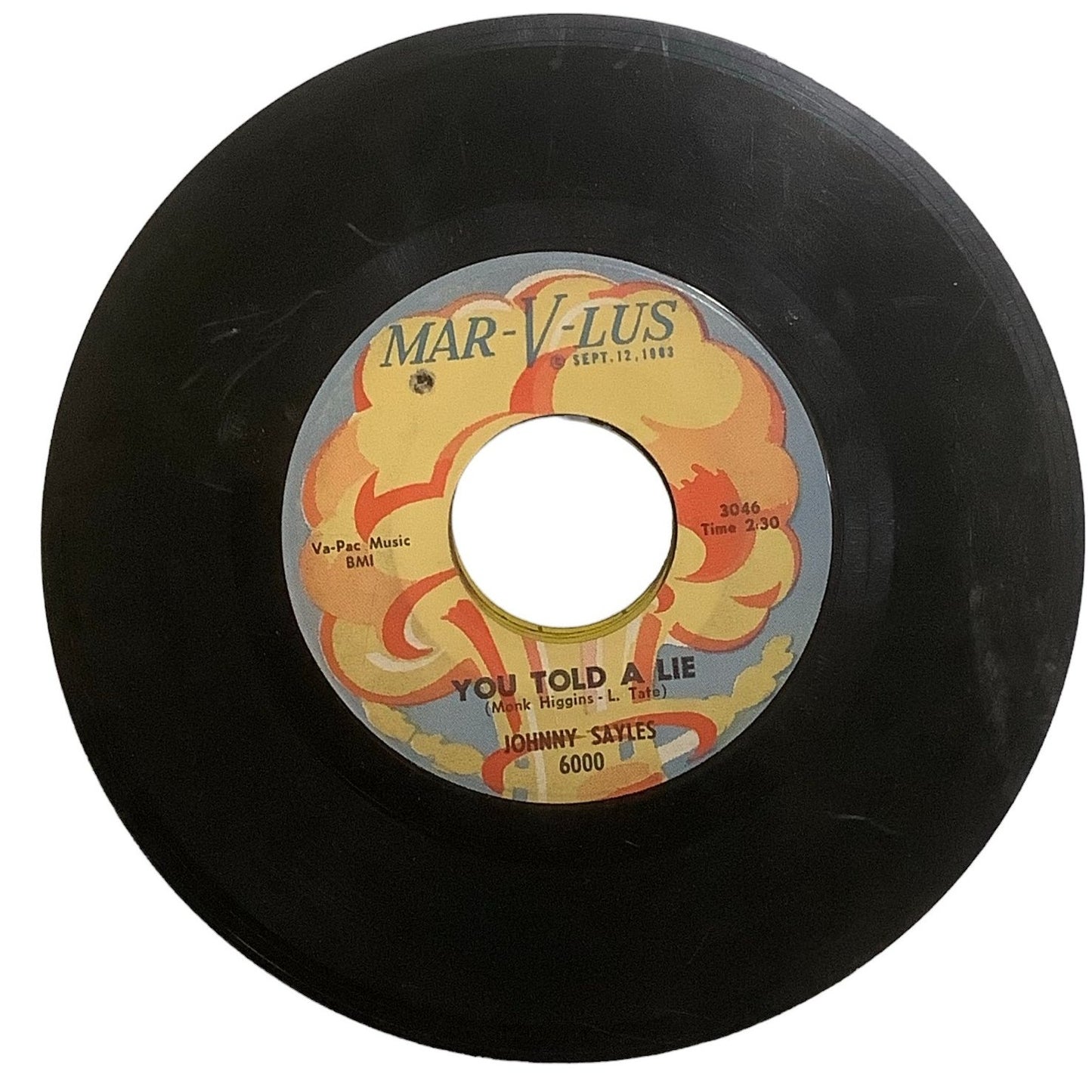 Johnny Sayles – Don't Turn Your Back On Me & You Told a Lie, 1965 Mar-V-Lus