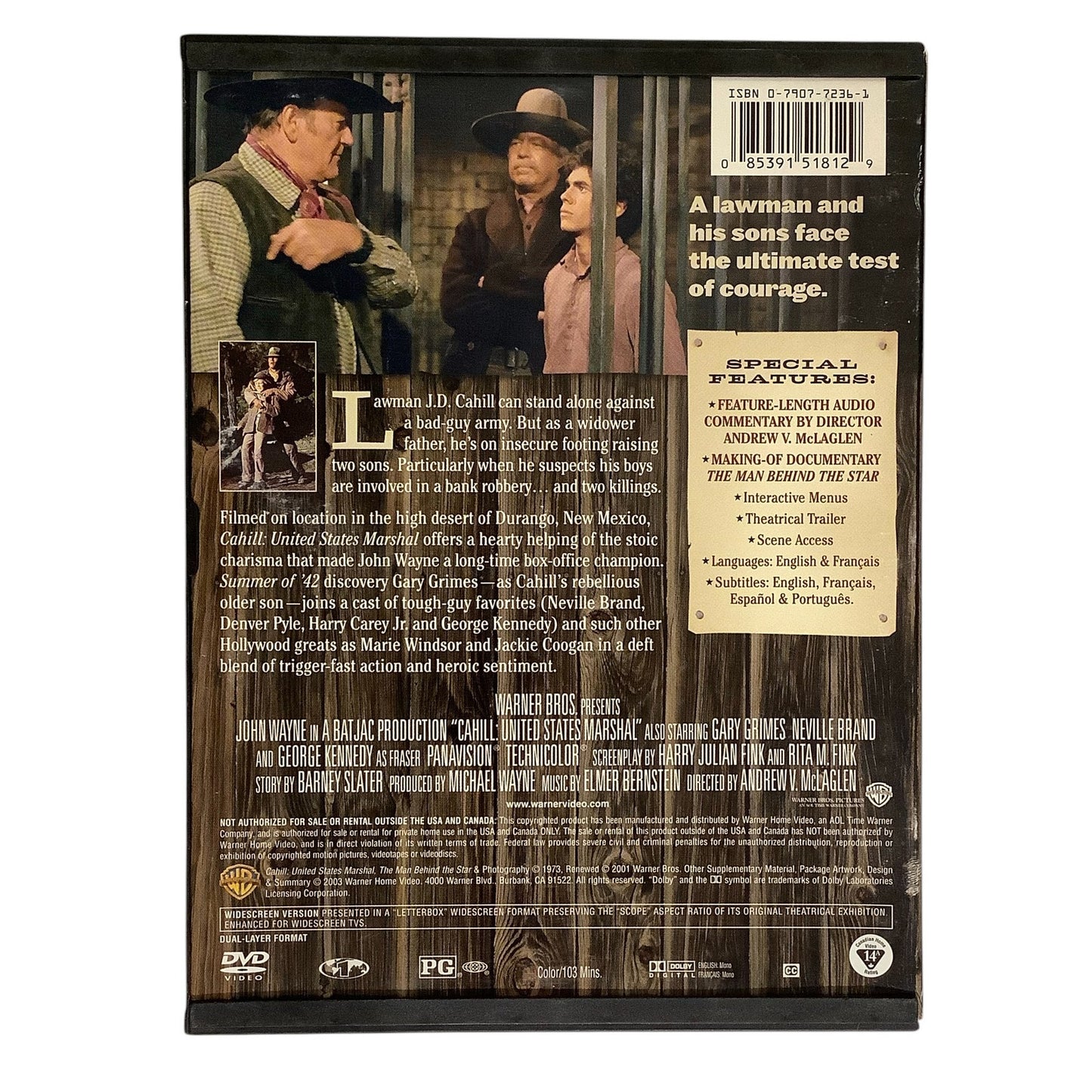 Cahill: United States Marshal (2003 DVD) "PG" Action/Adventure 103 Minutes, EUC