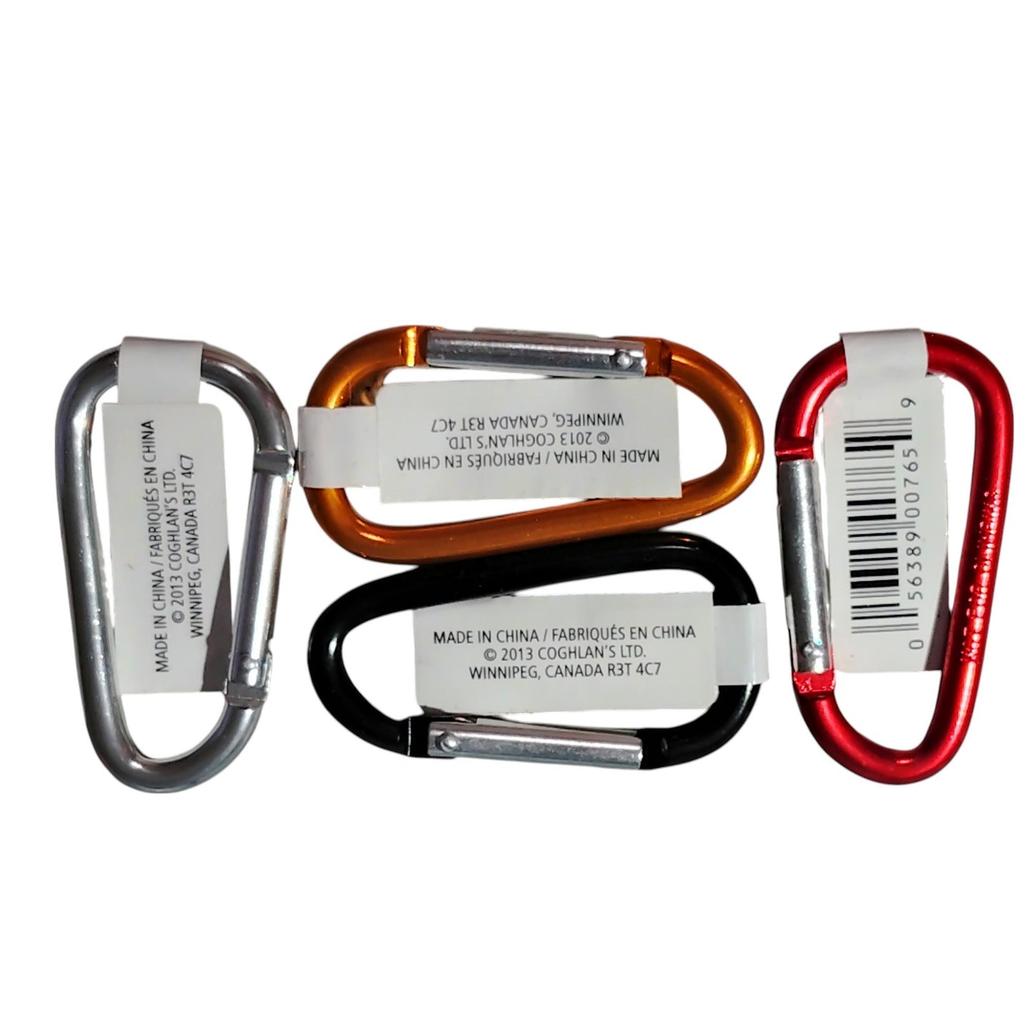 Coghlan’s 4-Pk 8mm Mini Carabiners Red, Black, Orange & Silver -Not for Climbing