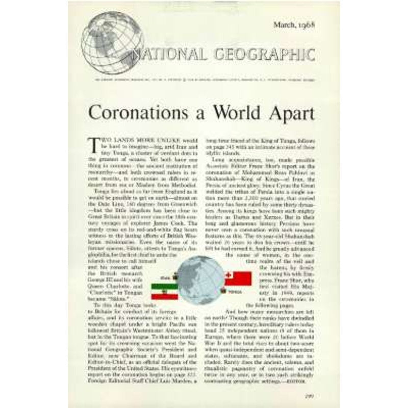 National Geographic Magazine March 1968, Scotland, Iran, Tonga, Mobile Alabama