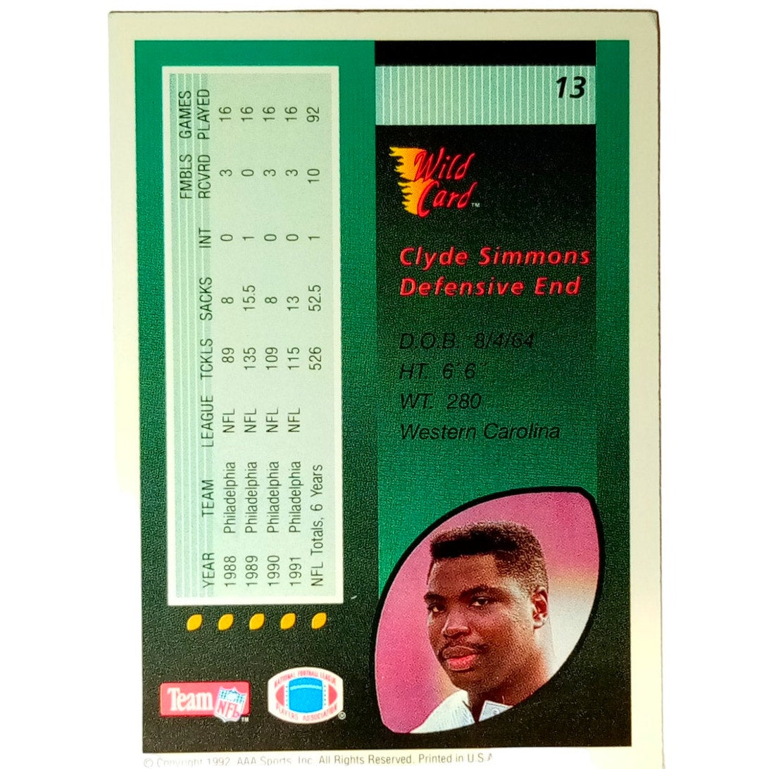 1992 Team NFL, AAA Sports, Inc., Wild Card Clyde Simmons #13 Rookie RC