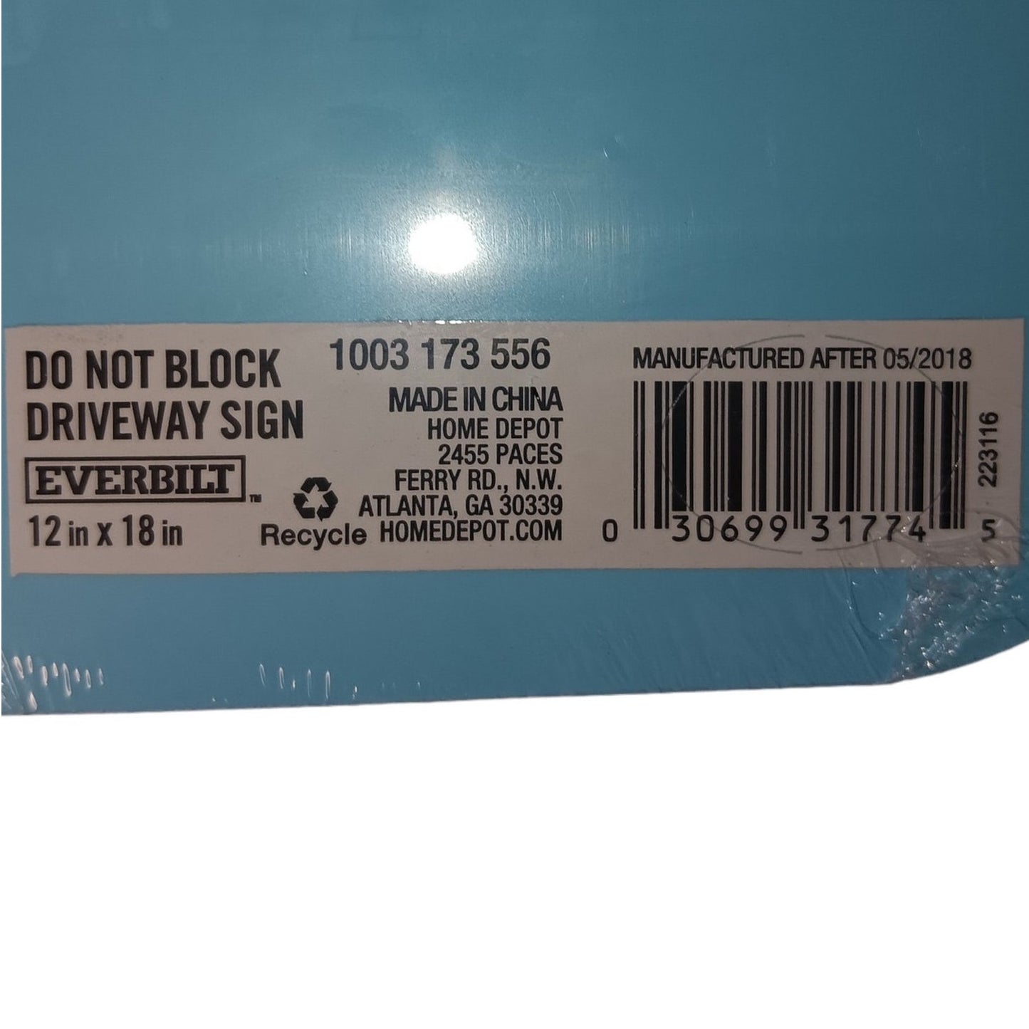Aluminum Do Not Block Driveway Sign 18" H x 12" W, Commercial or Residential Use