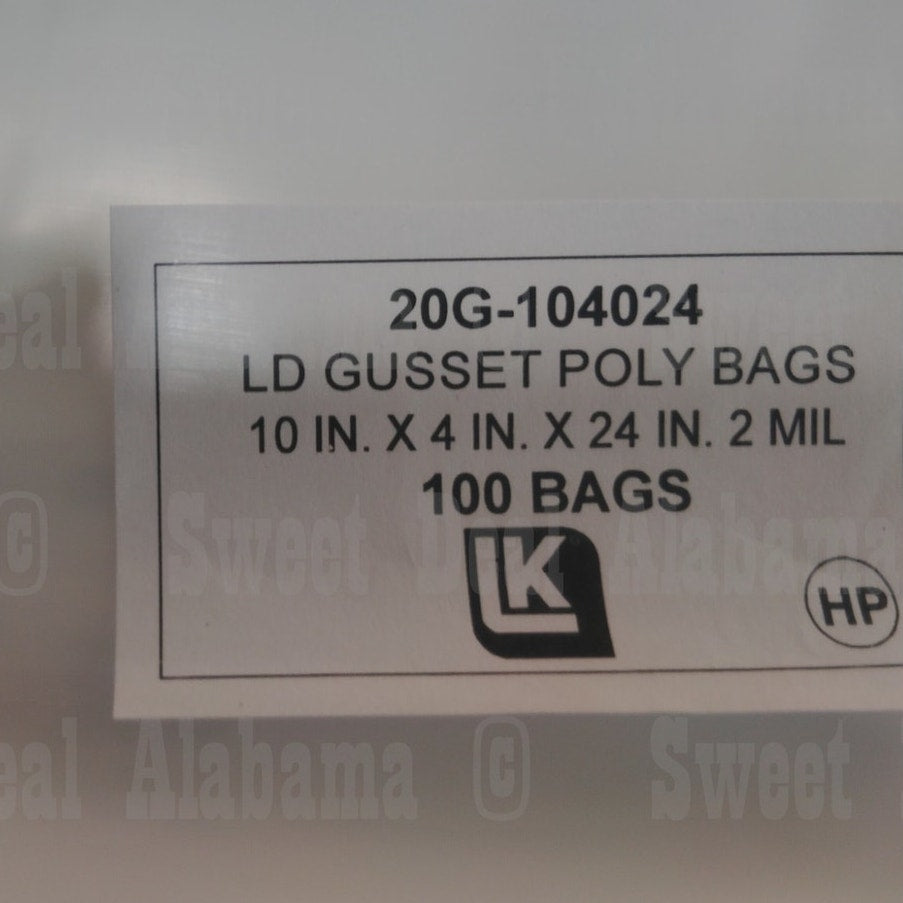 Gusseted Poly Bags 10"x4"x24" – 2 MIL LDPE, 100 Count, Clear Packaging Bags