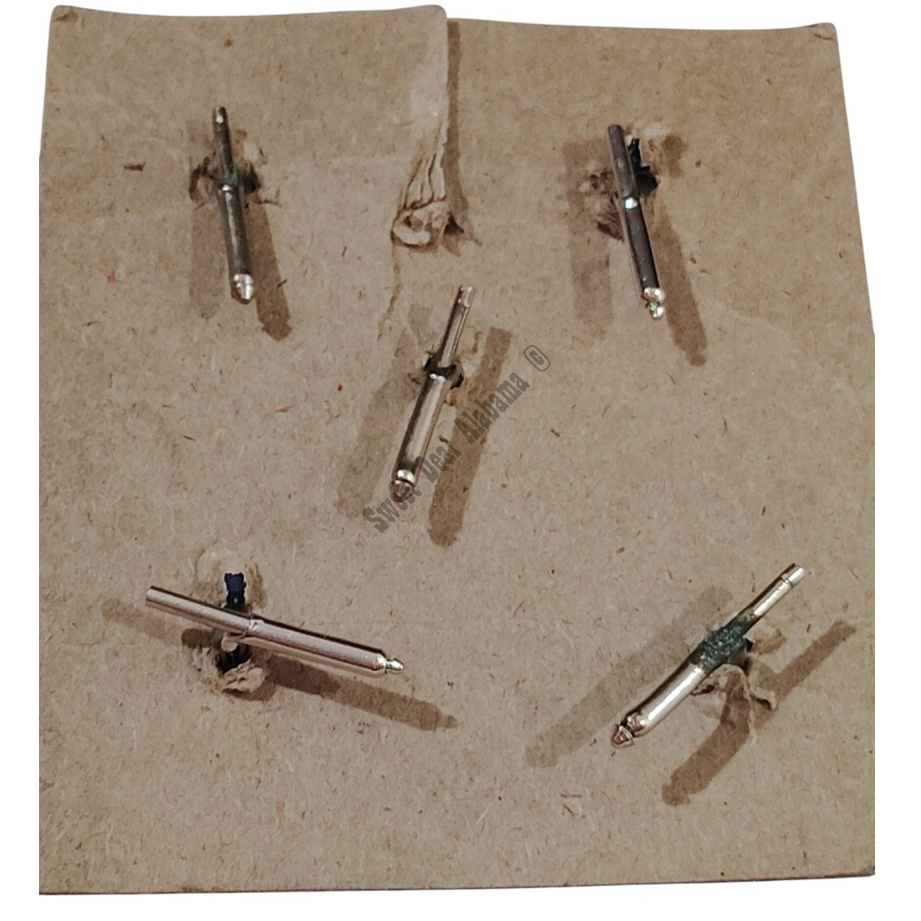 Vintage Brushed Nickle Shirt Studs, Set of 5. 5/16" x 5/16" On Original Card