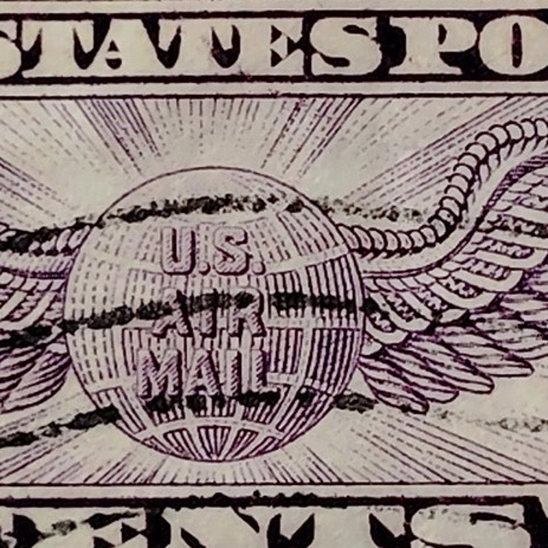 1930 U.S. Airmail 5¢ “Winged Globe” Stamp – Scott C12 – Violet – Used