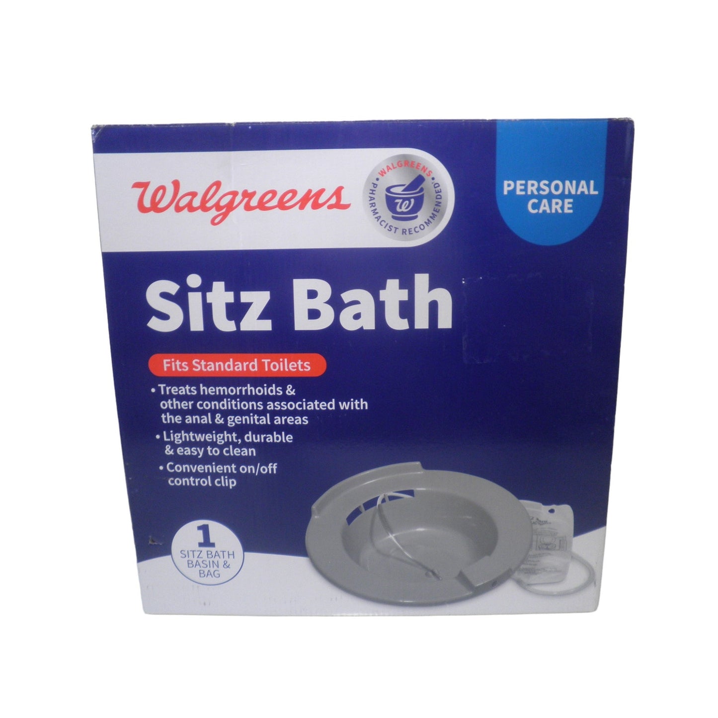 Walgreens Personal Care Sitz Bath with 1 Basin &1 Bag, Fits all Standard Toilets