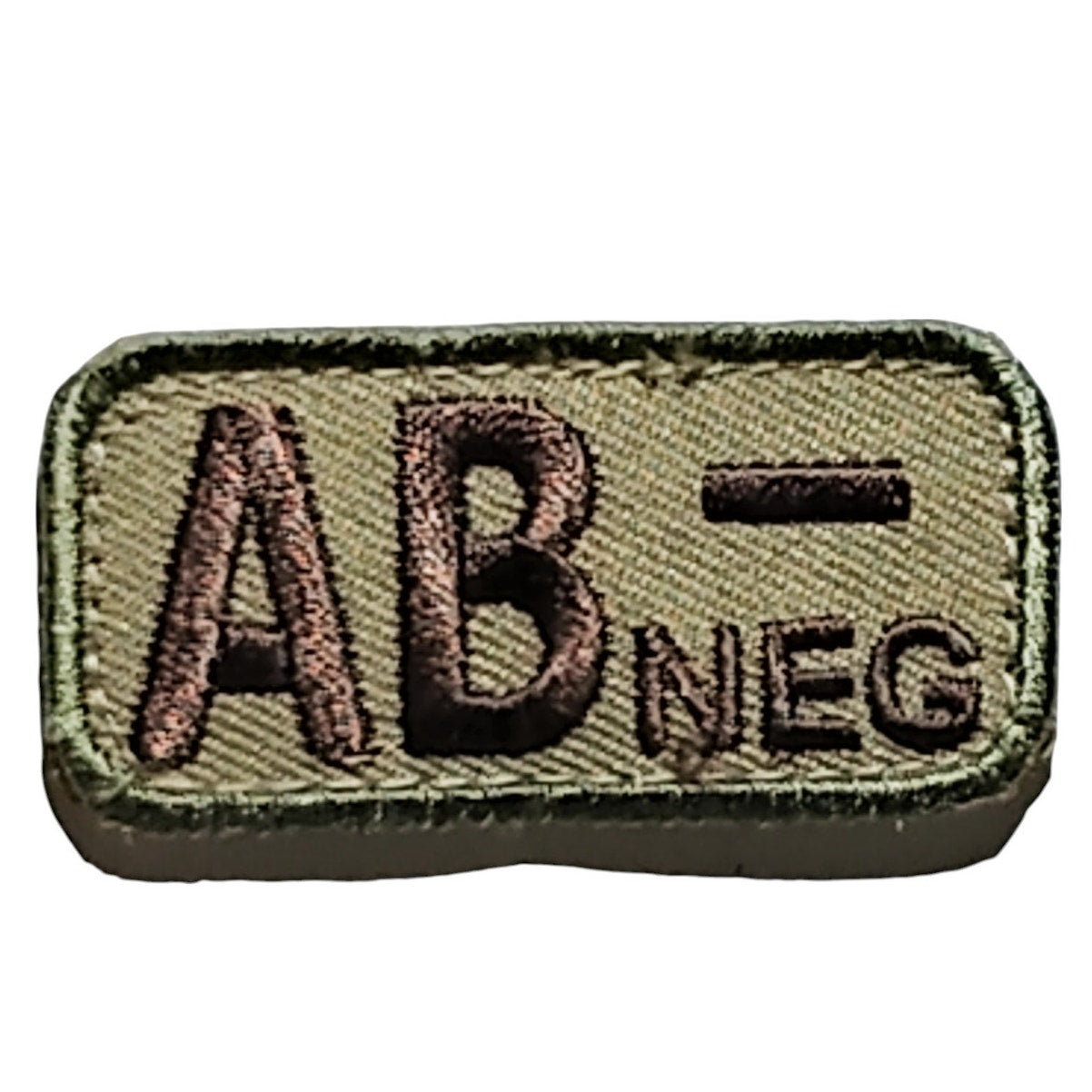 Mil-Spec Embroidered Blood Type Patch AB NEG Coyote Hook-n-Loop Back Tactical ID