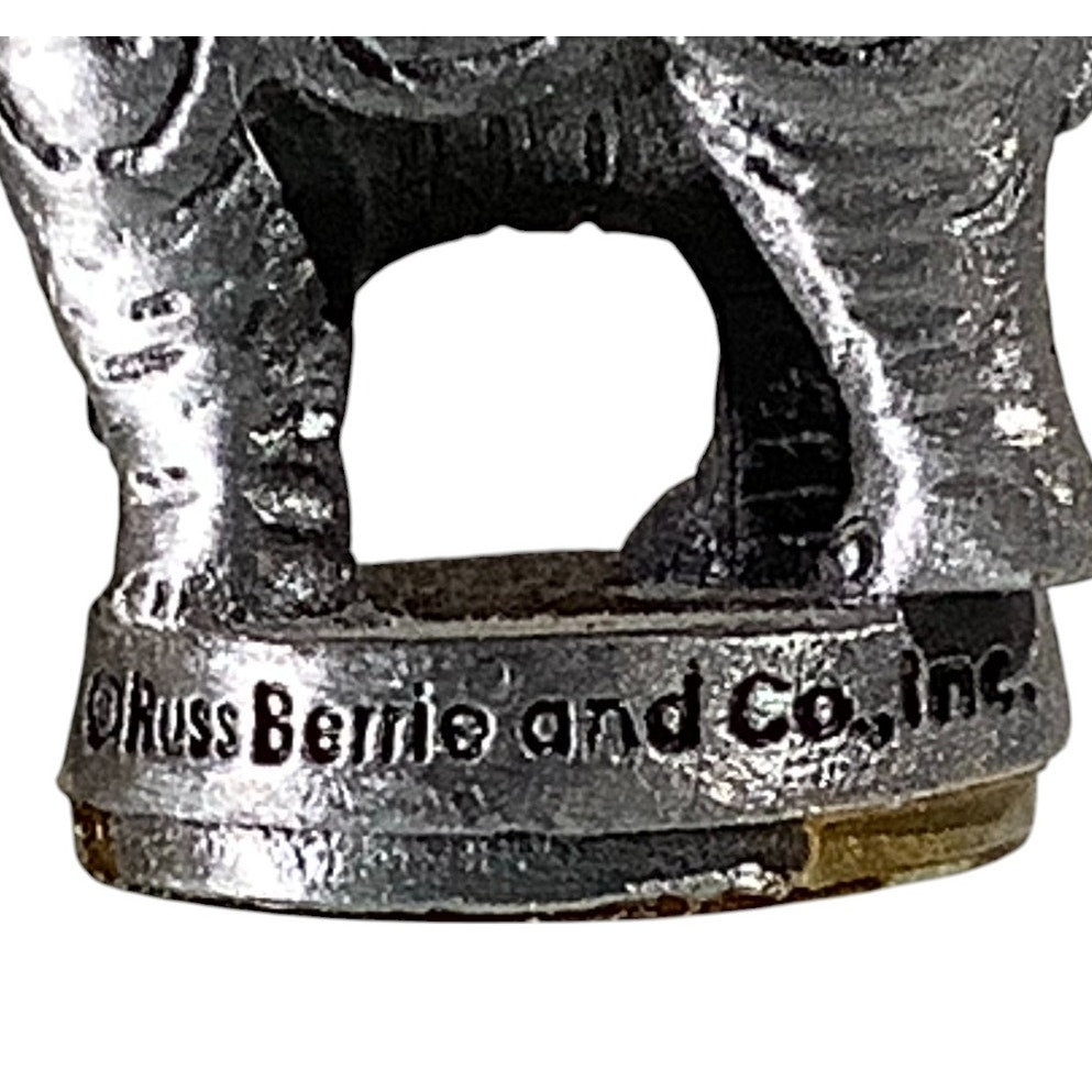 Miniature Pewter Russ Berrie Co. Circus Elephant Figurine 7/8"H x 1"L x 7/16"W