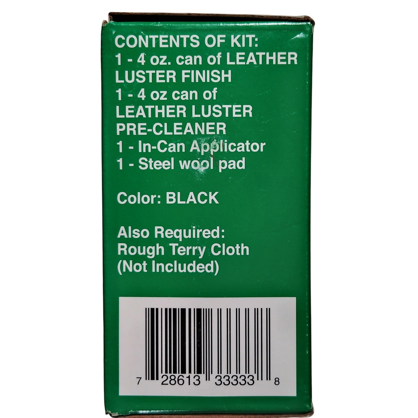 Leather Luster Hi Gloss BLACK Brilliant Leather Finish 12oz Includes Finish, Wool Pad & Instructions