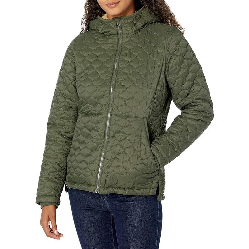 Lightweight Quilted Full-Zip Water-Resistant Sherpa-Lined Hooded Puffer Jacket