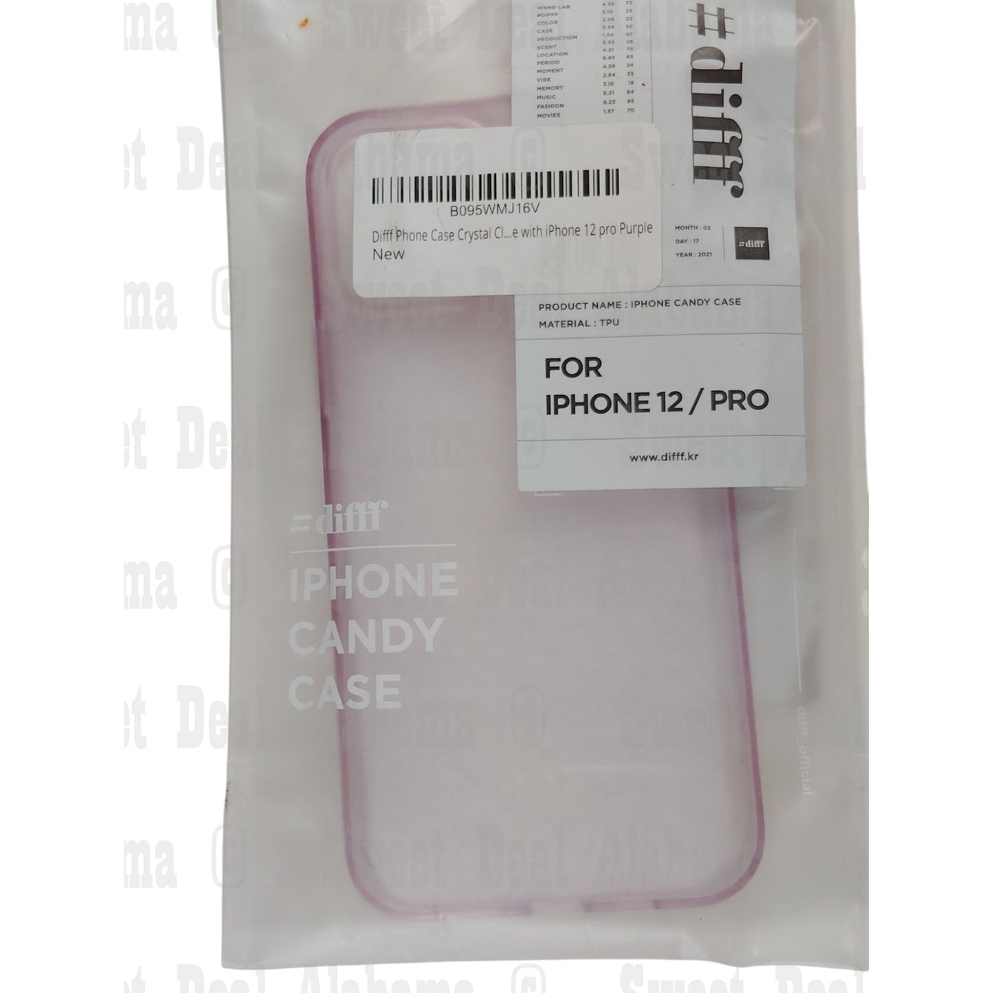 Difff Cellphone Case For iPhone 12 Pro, TPU, Transparent Purple