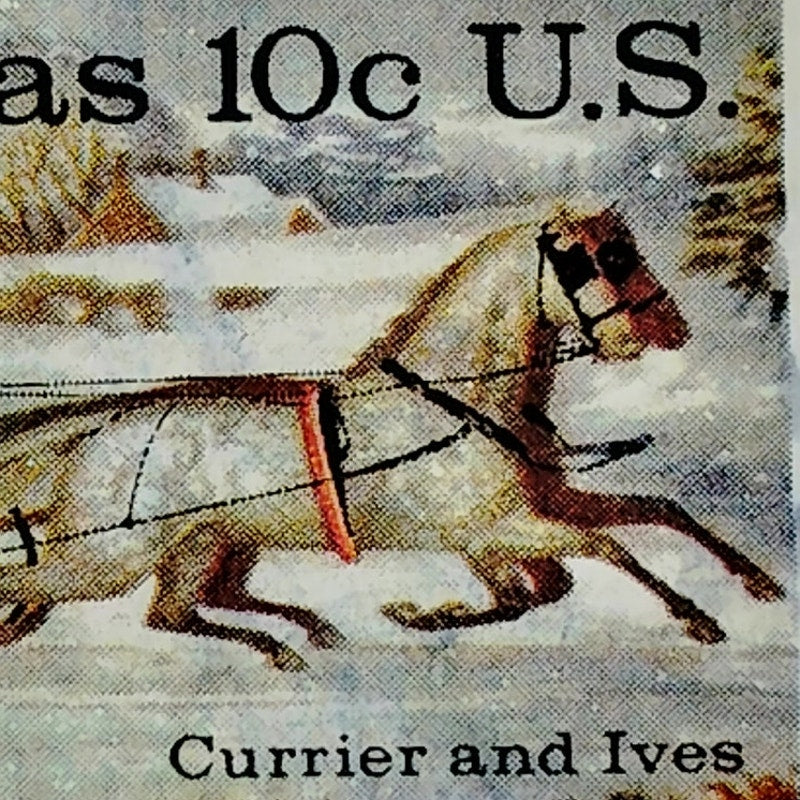 1974 U.S. Christmas 10¢ “The Road – Winter” Stamp – Currier & Ives – Used