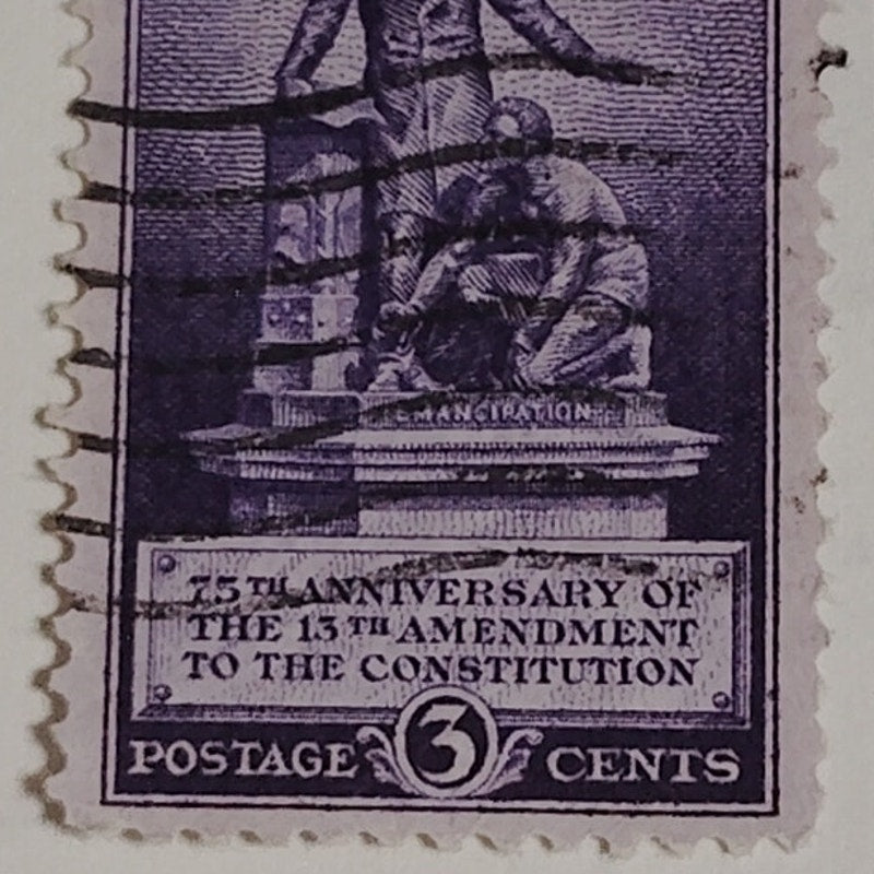 1940 3¢ 13th Amendment Stamp – Scott 902 – Emancipation Memorial – Lincoln