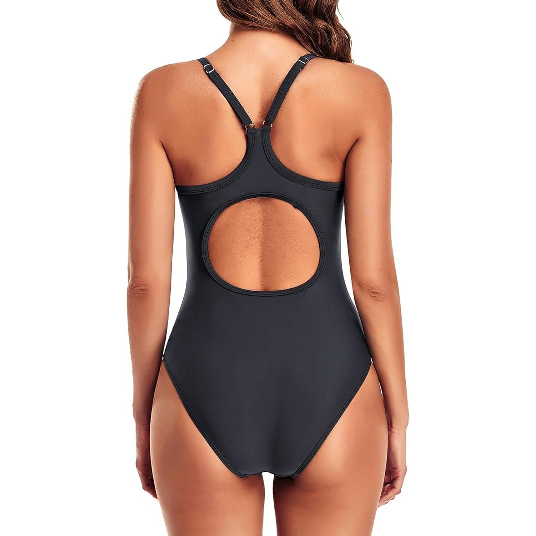 Tempt Me Athletic One Piece Swimsuits, Training Sport Tummy Control, XL (16)