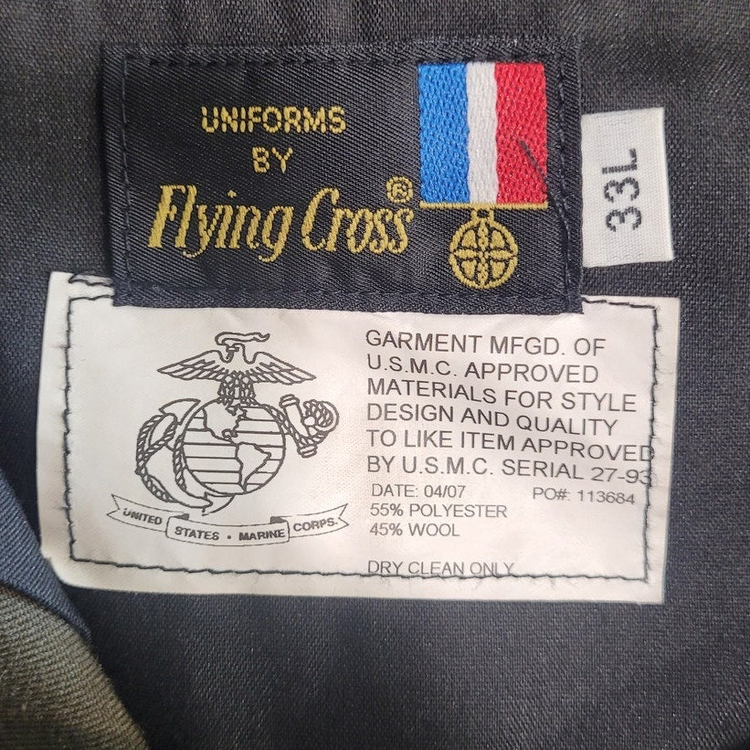 Flying Cross Class A Trousers - 33L - 55/45 Poly-Wool Blend, USMC Shade 2212