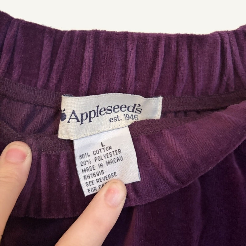 Appleseed's Soft Surroundings Purple Velvet Silk 5PC Skirt Set L Scarf Top