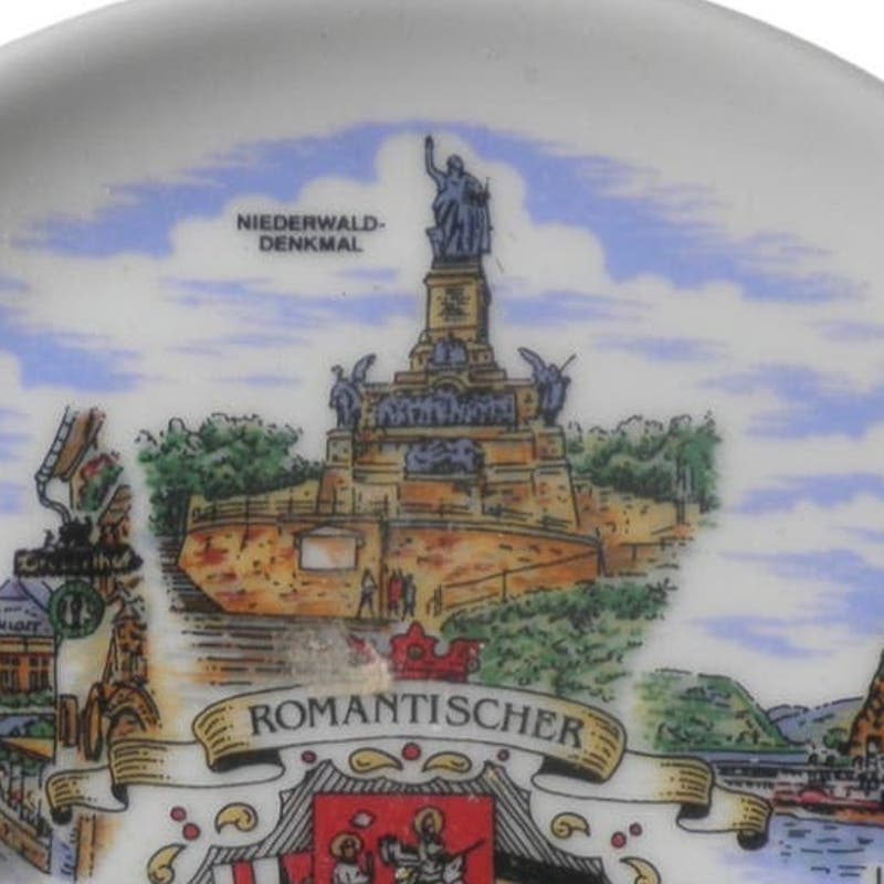 Porcelain Collectors Coaster, 3-7/8"D, Romantischer Rhein Germany Cities & Sites